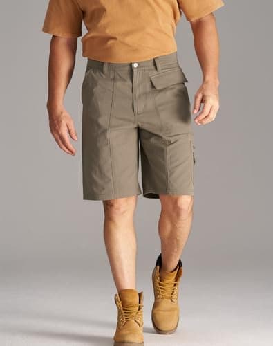 CHRONOLINE Men’s Cargo Shorts 2026 Spring Summer Regular Fit Cotton Workwear Utility Carpenter Shorts with Pockets, Taupe Gray, W32 - Thumbnail 5