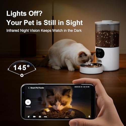 Automatic Cat Feeder with 2K Camera, 5G WiFi 6.5L Smart Pet Feeder for Cat & Small Dog, Automatic Dog Feeder with Night Vision, 2-Way Audio, Motion Detection, Feeding Schedule & App Control - Thumbnail 3