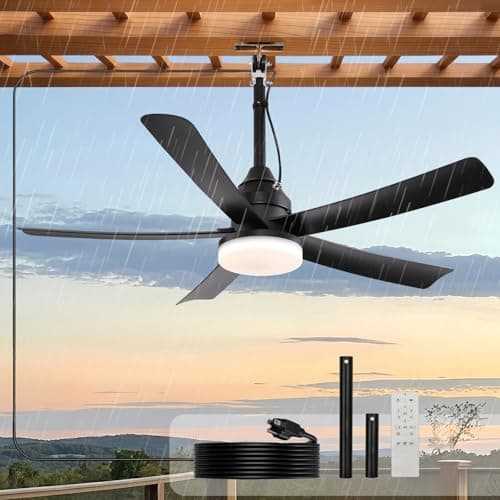 AHAWILL Outdoor Ceiling Fan with Light,42" Gazebo Fan,3CCT Dimmable,Waterproof Plug in Ceiling Fan,Outdoor ceiling Fans for Patios,Porch,Gazebo.Black - Image 1