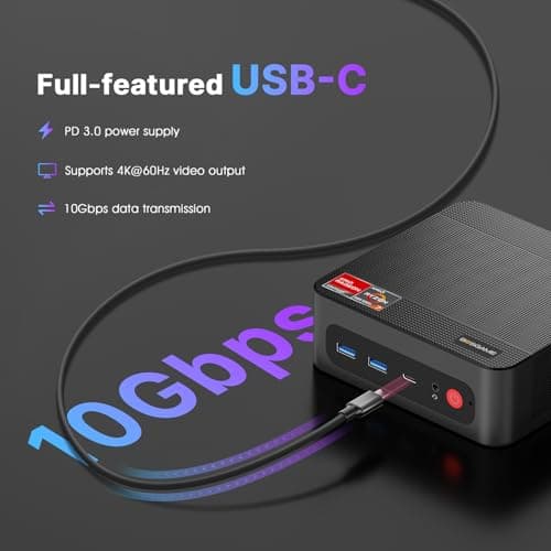 BOSGAME P4 Ultra Mini PC Ryzen 7 7730U(Over 7735U/7430U), 16GB RAM 1TB NVMe SSD Mini Computers, Dual 2.5G LAN, Wi-Fi 6E, BT5.2, 4K Triple Display HDMI | DP | Type-C, Home Office Business - Thumbnail 6