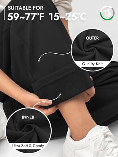 ATHMILE Track Pants Women High Waisted Baggy Pants Drawstring Athletic Baggy Sweatpants Teen Girl Clothes Black - Thumbnail 4