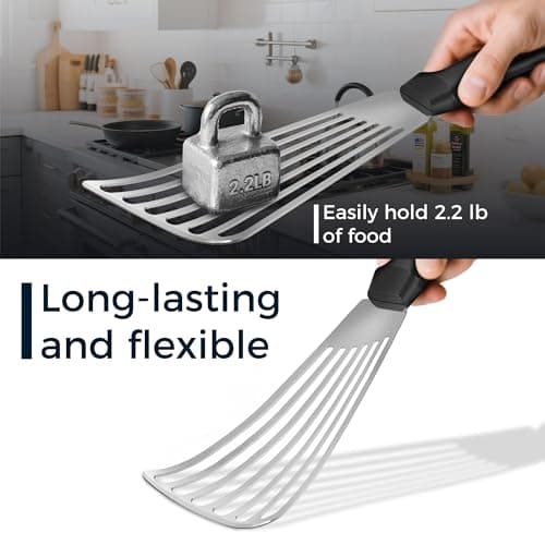 MUJINON Fish Spatula 18/8 Stainless Steel, Thin Long Flexible 12.5-in Metal Spatula Fish Turner Brushed Kitchen Utensil for Outdoor Grilling Daily Barbeque, Dishwasher Safe - Thumbnail 5
