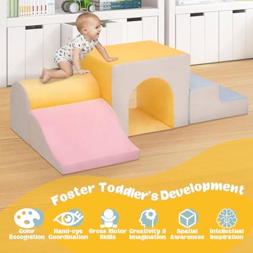 CAMELUS Large Climbing Toys for 1 Year Old, 4-Piece Toddler Climbing Toys Indoor, Soft Play Set Baby Foam Climbing Blocks for Toddlers, Climb Crawl Activity Play Set, Birthday - Thumbnail 2