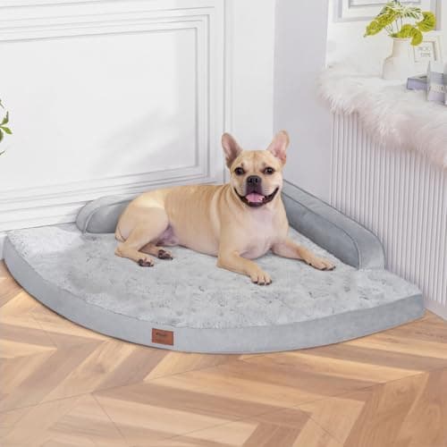 Dog Bed Medium Sized Dogs - Orthopedic Egg-Crate Memory Foam with Removable Washable Cover, Waterproof Pet Bed Couch with Non-Slip Bottom for Large Dog, Grey - Image 1