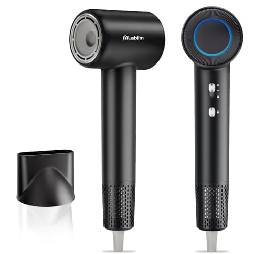 Labiim Hair Dryer, High-Speed Ionic Blow Dryer 110,000 RPM Brushless Motor for Fast Drying, 200M Ions Frizz & Thermo-Control HairDryer with Magnetic Nozzle, Quiet Compact for Home Salon Travel, Black