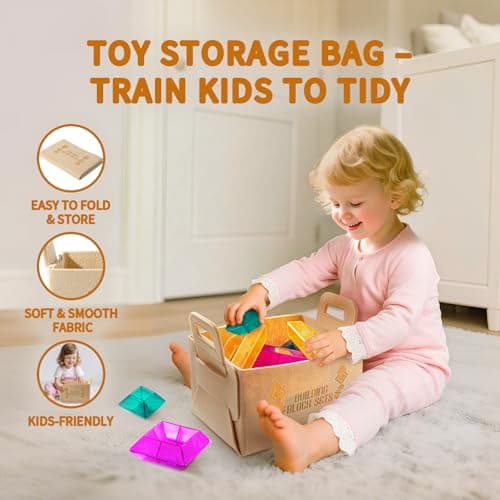 Translucent Building Block Set with Toy Storage Bag, 30 Pcs Light-Passing Stacking Toys for Kids Ages 3+, STEM Preschool Educational, Light Table Compatible, Gift for Toddlers & Children - Thumbnail 3