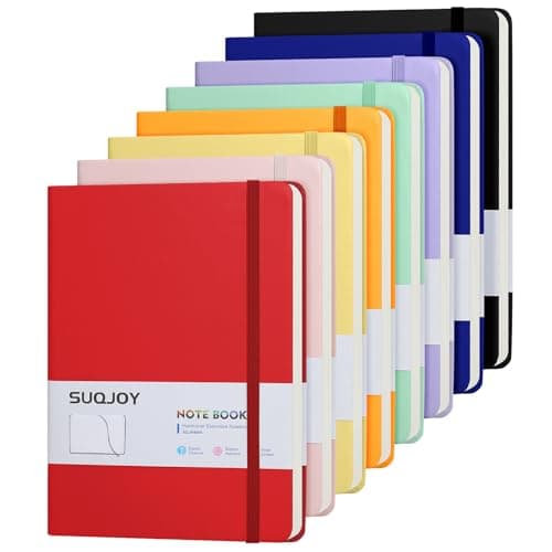 SUQJOY Lined Journal Notebooks for Writing, 100 GSM Thick Paper, 8 Pack Hardcover Notebooks, A5 College Ruled Notebook, Journaling Notebook for School/Travel/Office (Assorted Color- 8 Pack) - Image 1