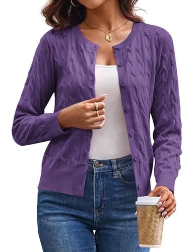 Womens Light Weight Spring Cardigan Sweaters, Lightweight Cardigans for Women Trendy, Business Casual Outfits for Women L - Image 1