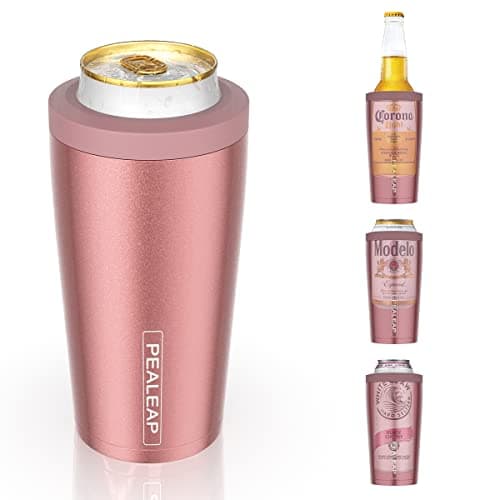 4 in 1 Insulated Slim Can Cooler for 12 OZ Cans and Beer Bottle - Keep 8 Hours Cold, Easy to Hold - Stainless Steel Can Holder, Double Walled Can Insulator for Hard Seltzer and More (Rose Gold) - Image 1