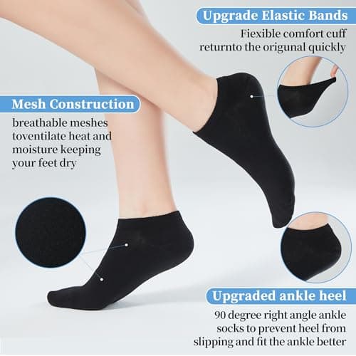 Corlap Women's Ankle Cotton Socks - No Show Low Cut Athletic Running Soft Thin White Socks 6 Pairs - Thumbnail 5