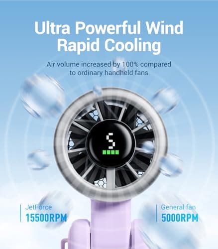 Diveblues Portable Handheld Turbo Fan, 5 Gear Wind, Battery Operated, Up to 12 Working Hours, 3 IN 1 Hand Fan with Air Turbo Tech Cooling Fan for Outdoor Activities, Travel, Working - Thumbnail 2