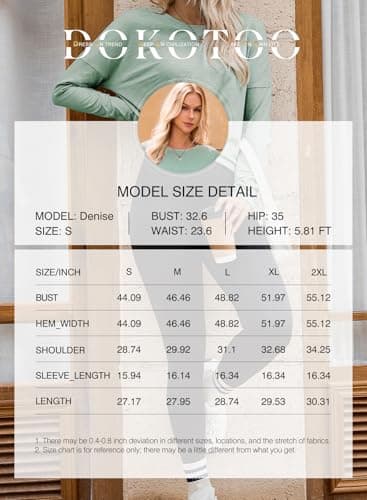 Dokotoo Ladies Long Sleeves T-Shirt for Women Blouses Oversized Fall Creweck Tops Side Split Summer Tie Knot Basic Pullover Trendy Tee Tops,Smoke Green Medium - Thumbnail 6