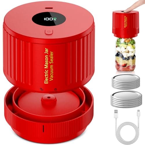 LOVE MOMENT Electric Mason Jar Vacuum Sealer Kit for Wide Mouth and Regular Mouth Mason Jar - Red - Image 1