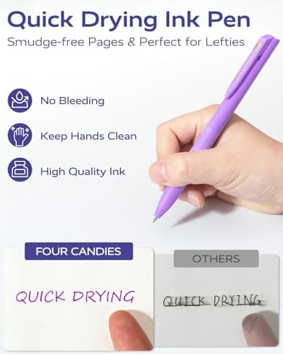 Four Candies Quick Dry Ink Colored Pens Set, 24 Colors Retractable Gel Pen, 0.7mm Fine Point Colorful Pens for Note Taking & Drawing, Colored Gel Pens with Comfort Grip for Office, School & Home - Thumbnail 6