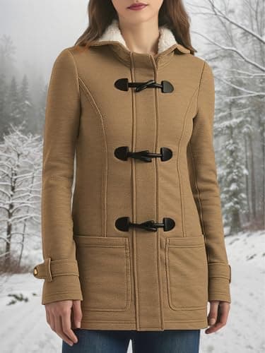 STOLKISS Women's Fleece Jacket Long Soft Insulated Shell Warm Winter Coat Long Soft Slim Warm Windbreaker Hood Plus Size Coat - Thumbnail 3