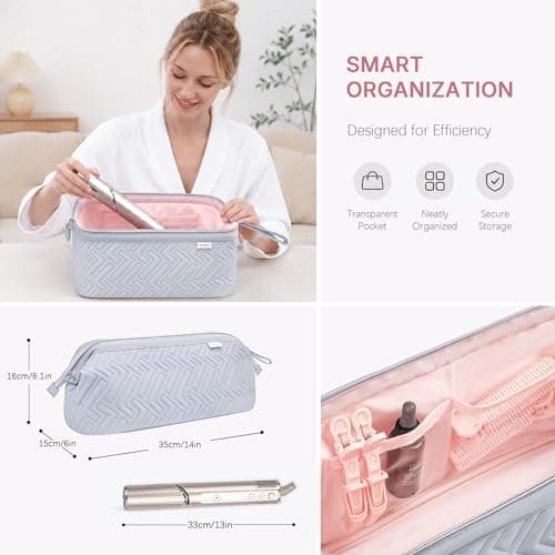 Leudes Hair Tools Travel Bag for Shark Flexstyle Carrying Case Portable Shark Hair Air Wrap Dryer Case Waterproof Dustproof Flat Curling Iron Travel Organizer (Light Gray) - Thumbnail 2