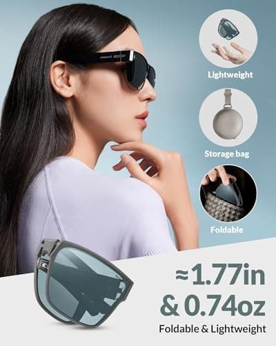 BENEUNDER Polarized Fit Over Sunglasses for Womens & Men, Classic Square Lightweight Folding Sunglasses for Nearsightedness - Thumbnail 5