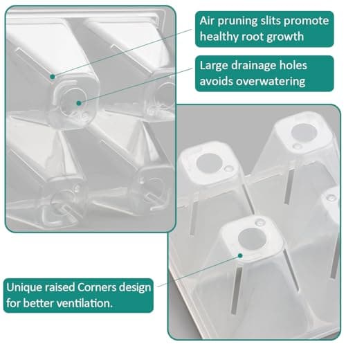 RooTrimmer 5 Pack Heavy Duty 1020 Trays and 40 Pack Clear 4 Cell Seed Starter Trays with Large Drainage Holes, Easy Transplant - for Seed Germination & Plant Propagation (5 Sets) - Thumbnail 5