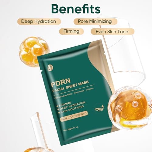 YAFUSIPE Salmon DNA PDRN Collagen Face Mask 10 Sheets, Hydrating Sheet Mask for Wrinkle & Fine Line Reduction, Glass Skin Care Facial Masks for Women, Moisturizing Anti-Aging - Thumbnail 3