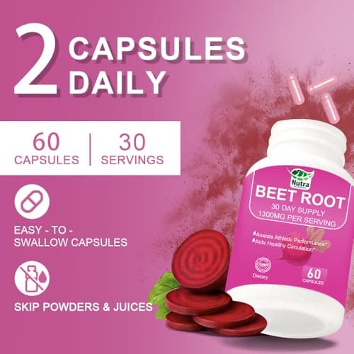 NutraNourish Beet Root Capsules Organic – 1300mg Beetroot Powder Supplement for Daily Wellness – 60 Vegan Nitrates to Support Energy - Thumbnail 5