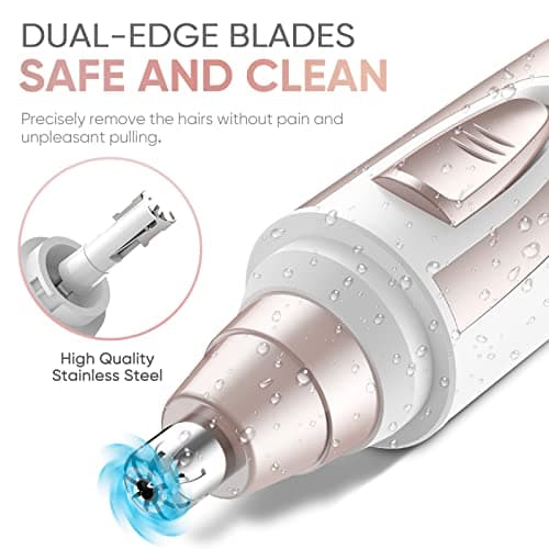 Ear and Nose Hair Trimmer Clipper - 2026 Professional Painless Eyebrow & Facial Hair Trimmer for Men Women, Battery-Operated Trimmer with IPX7 Waterproof, Dual Edge Blades for Easy Cleansing Pink - Thumbnail 3