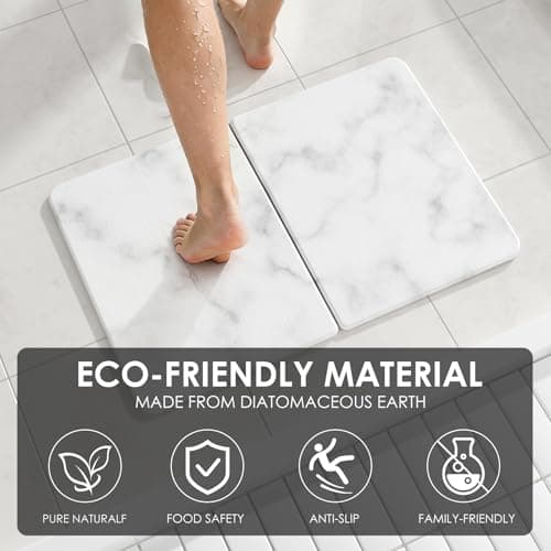 Foldable Diatomaceous Earth Bath Mat - 24"x16" Ultra-Absorbent Stone Shower Mat for Bathroom Floor - Instant Dry Non-Slip Diatomite Floor Mat - Minimalist Stone Dish Drying Mat for Kitchen - Thumbnail 4