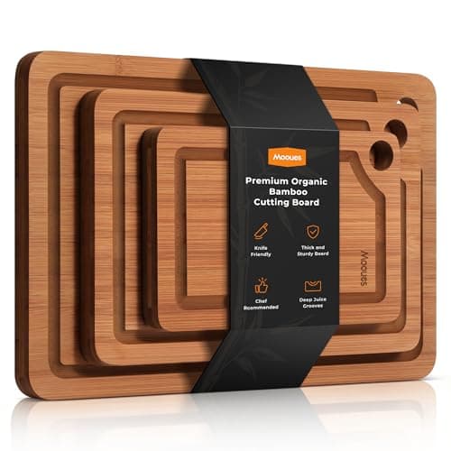 Bamboo Cutting Board for Kitchen, Knife-Friendly Wooden Cutting Boards Set 3-Piece with Juice Groove, Durable Chopping Boards for Meat, Vegetables, Fruits, Cheese – Multi-Purpose, Kitchen Gifts