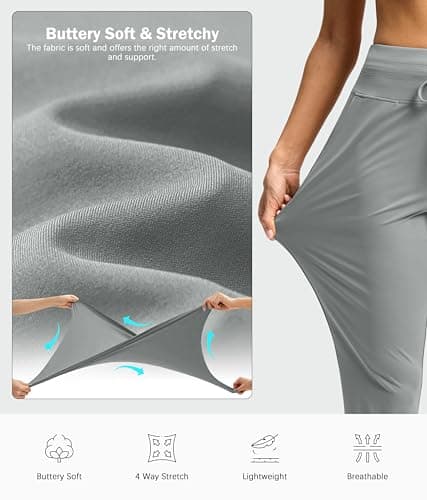 G Gradual Pants for Women High Waisted Golf Pants 2 Deep Pockets 7/8 Ankle Sweatpants for Athletic Travel Casual Lounge Work, Bright Grey, Small - Thumbnail 5