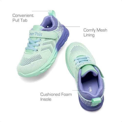 DREAM PAIRS Boys Girls Shoes Kids Tennis Footwear EZ-Ons GoGetters Running Athletic School Sneakers for Little/Big Kid,Size 13 Little Kid,Mint Green/Purple,KD18001K - Thumbnail 5