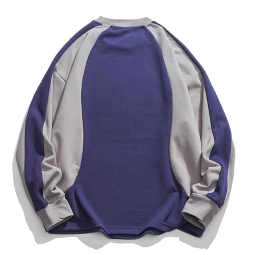 Aelfric Eden Oversized Graphic Sweatshirt for Women Contrast Color Crewneck Long Sleeve Tops Casual Pullover Purple Small - Thumbnail 3