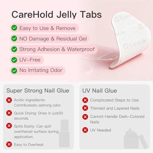 Curvlife CareHold Strong Hold Nail Adhesive Tabs for Valentine Press On Nails – 10 Sheets 240pcs 12 Sizes, 0.3mm Ultra Thin Waterproof Breathable Nail Glue Stickers, Daily Wear and Gentle Removal - Thumbnail 6
