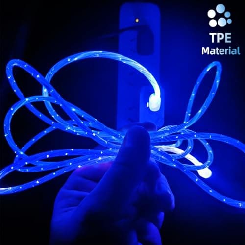 ULIKTO 6.6ft/2m USB Type C Cable Switch On/Off Led Light Up Charger Cable 66W 5A QC3.0 Visible RGB Color Changing Fast Charging Data Sync Cord for Samsung Galaxy S21/S20/S10/S9/Note 20/10/9/8 - Thumbnail 5