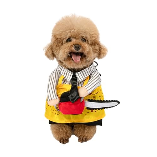 NACOCO Halloween Dog Chainsaw Costume - Pet Cosplay Clothes Cat Special Outfit Apparel Adjustable Puppy Party for Small Medium and Large Dogs(Yellow Chainsaw, S)