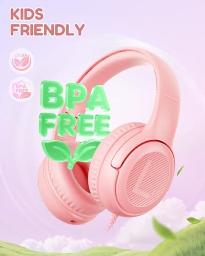 Kids Headphones with Microphone Foldable Stereo Tangle-Free 3.5mm Jack Wired Cord On-Ear Headset for Children/Teens/Boys/Girls/Smartphones/School/Kindle/Airplane Travel/Plane/Tablet (Pink) - Thumbnail 3