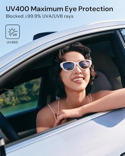 BENEUNDER Women's Polarized Sunglasses - UV400 Trendy Folding Lightweight Shades, Retro Classic Designer Style - Thumbnail 3