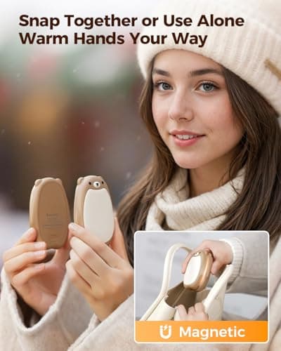 SWEETFULL Hand Warmers Rechargeable – Cute Bear, 2 Pack Magnetic, Reusable Electric Pocket Heater, Great Gift for Daughter, Kids, Wife, or Bestie, Portable for Outdoor & Camping (Brown) - Thumbnail 2