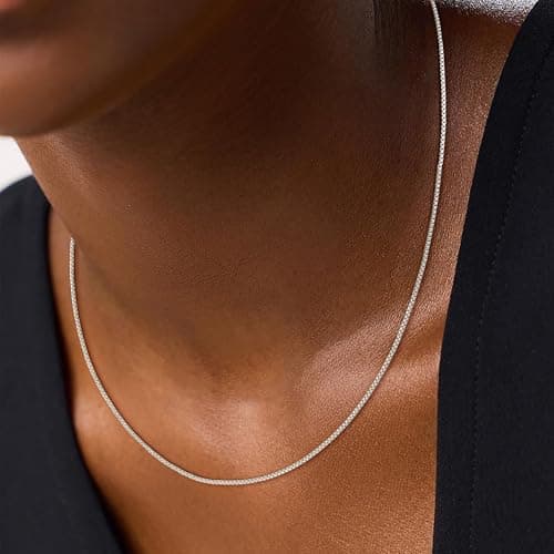 Goldegg Silver Chain for Women, 925 Sterling Silver Chain Dainty 1mm Silver Box Chain Necklace for Women(18 Inches) - Thumbnail 4