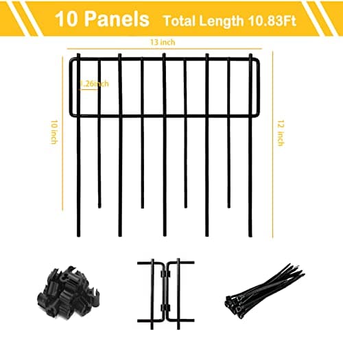 Animal Barrier Fence, 10 Pcs Upgrade 1.26 in Gap Decorative Fences No Dig Fence for Rabbits and Dog Ground Defense, Rustproof Metal Wire Garden Fence Border for Garden & Patio Landscaping - Thumbnail 6