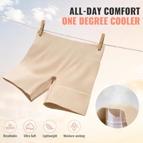 ForeverShaper Slip Shorts for Under Dresses Women, Seamless Anti Chafe Underwear Shapewear Thigh Cooling Biker Short Panties - Thumbnail 3