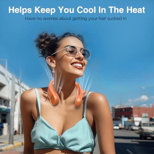 Hotsales Neck Fan, Hands Free Bladeless Neck Fans Portable Rechargeable, 6000 mAh Battery Operated Wearable Personal Fan, Cooling Neck Fan, 3 Speeds, USB Fan Gifts for Men, Women, Travel, Outdoor - Thumbnail 2