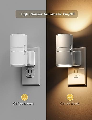 L LOHAS LED Night Light Plug in, Night Lights Plug into Wall, Light Sensor, 0-100LM Soft White 3000K, Dimmable Night Light, Modern Nightlight for Kids Bathroom Hallway Bedroom Kitchen Stairway, 2 Pack - Thumbnail 2