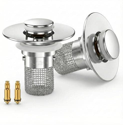 Bathroom Sink Drain Strainer Hair Catcher- Anti-Clog, Odor & Insect Proof Stopper with Removable Stainless Steel Basket, Fits 1.06"-1.5" Drain Hole for Bathtub, Kitchen - Image 1