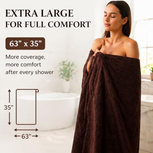 SEISSO 4 Pack Extra Large Bath Towels 63"x35", Bath Sheets for Sensitive Skin 70% Polyester 30% Viscose Fiber from Bamboo, Super Soft, Highly Absorbent & Quick Dry, Oversized Shower Towels - Thumbnail 2