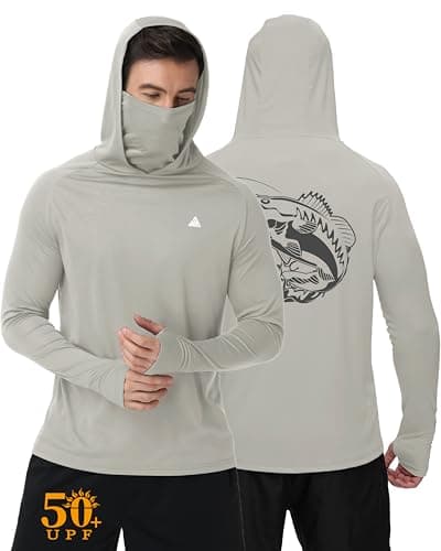 ZITY Fishing Shirts for Men UPF 50+ Sun Protection Hoodie Long Sleeve UV SPF Rash Guard with Face Mask Fast Dry Athletic Shirt Grey 3XL - Image 1