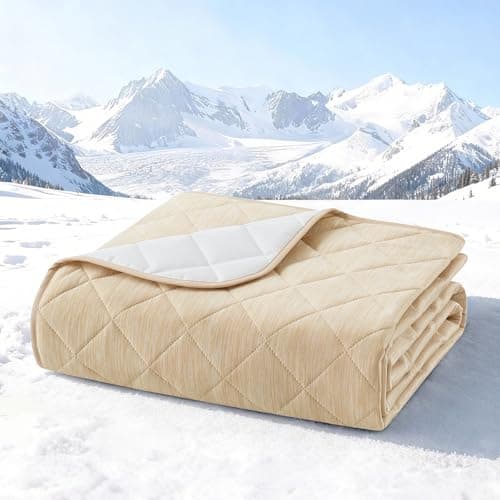 COZY KISS Dog Cooling Mat 82"x82" Q-Max>0.4, Waterproof Cooling Dog Bed Cover, Leakproof Pet Pad with Non-Slip Bottom, Washable Cooling Blanket for Large & Multiple Dogs (Beige) - Image 1