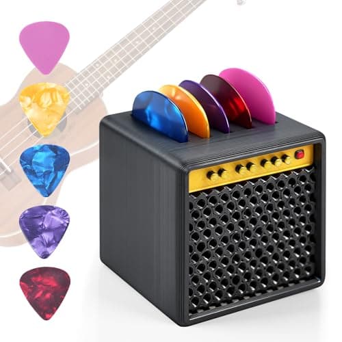 Bangzi Guitar Pick Storage Box,Guitar Picks Holder Box for Musicians and Collectors,Guitar Pick Display Holder,Mini Speaker Amp Design with 5 Premium Celluloid Picks,Gift for Guitar Players - Image 1