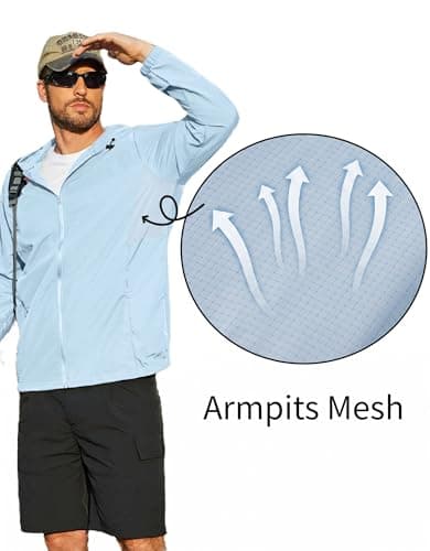 COOFANDY UV Protection Jacket For Beach Travel Fishing Hoodie Jacket Upf Dark Grey 2XL Mens Zip Up Sun Shirt Long Sleeve - Thumbnail 4