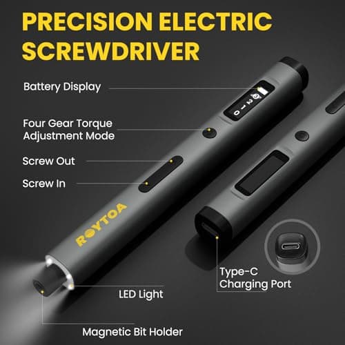 Mini Electric Screwdriver Set 3.7V, Precision Electric Screwdriver Cordless 80-in-1, 4 Torque Settings, 60 S2 Metal Bits, Magnetic Storage, Repair Tool for Electronics Watch Laptop Clocks Cameras - Thumbnail 2