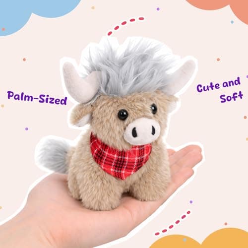 Mushymallow Sitting Highland Cow Stuffed Animal Soft Highland Cow Plush Toy Cute Birthday Gifts for Boys Girls Kids Toddlers,Gray - Thumbnail 6