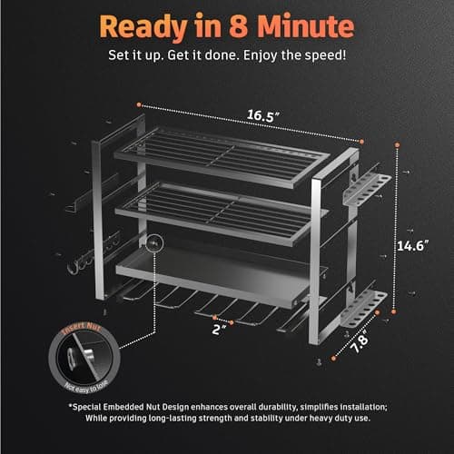 Power Tool Organizer Wall Mount, 4 Layer Drill Holder Wall Mount, Heavy Duty Metal Tool Shelf, Garage Tool Organizers and Storage Rack,Utility Storage Rack for Cordless Drill Charging Station-Black - Thumbnail 4